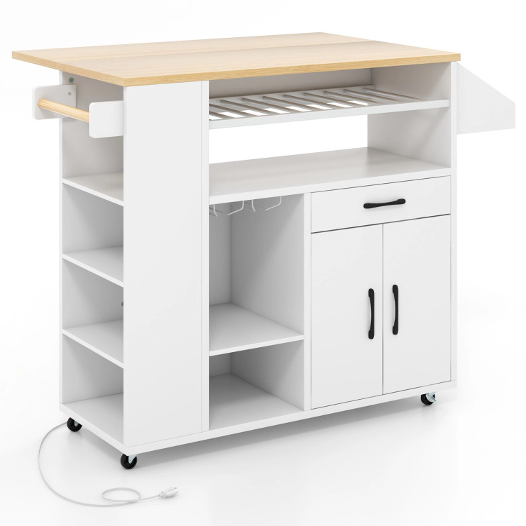 Hivvago Rolling Kitchen Island Cart with Power Outlet for Dining Room