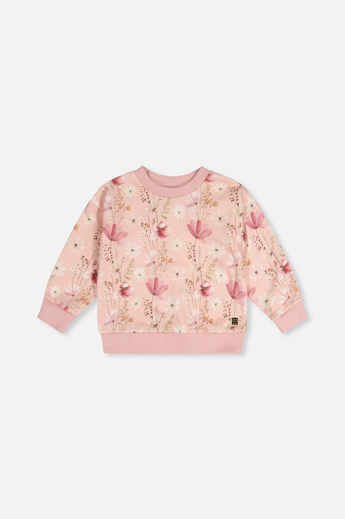 Deux par Girls French Terry Sweatshirt with Printed Flowers