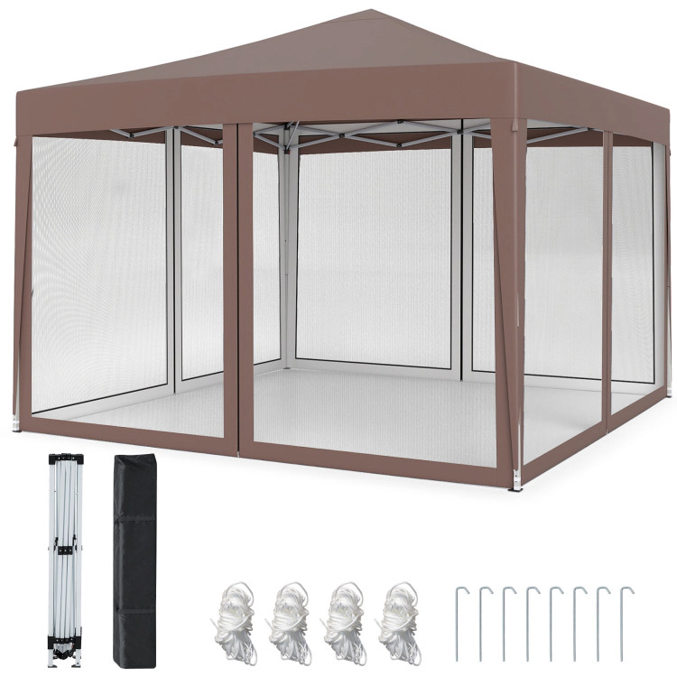 Hivvago 10 FT x Pop-Up Canopy Tent Easy Setup Instant Folding Shelter with Mesh Netting