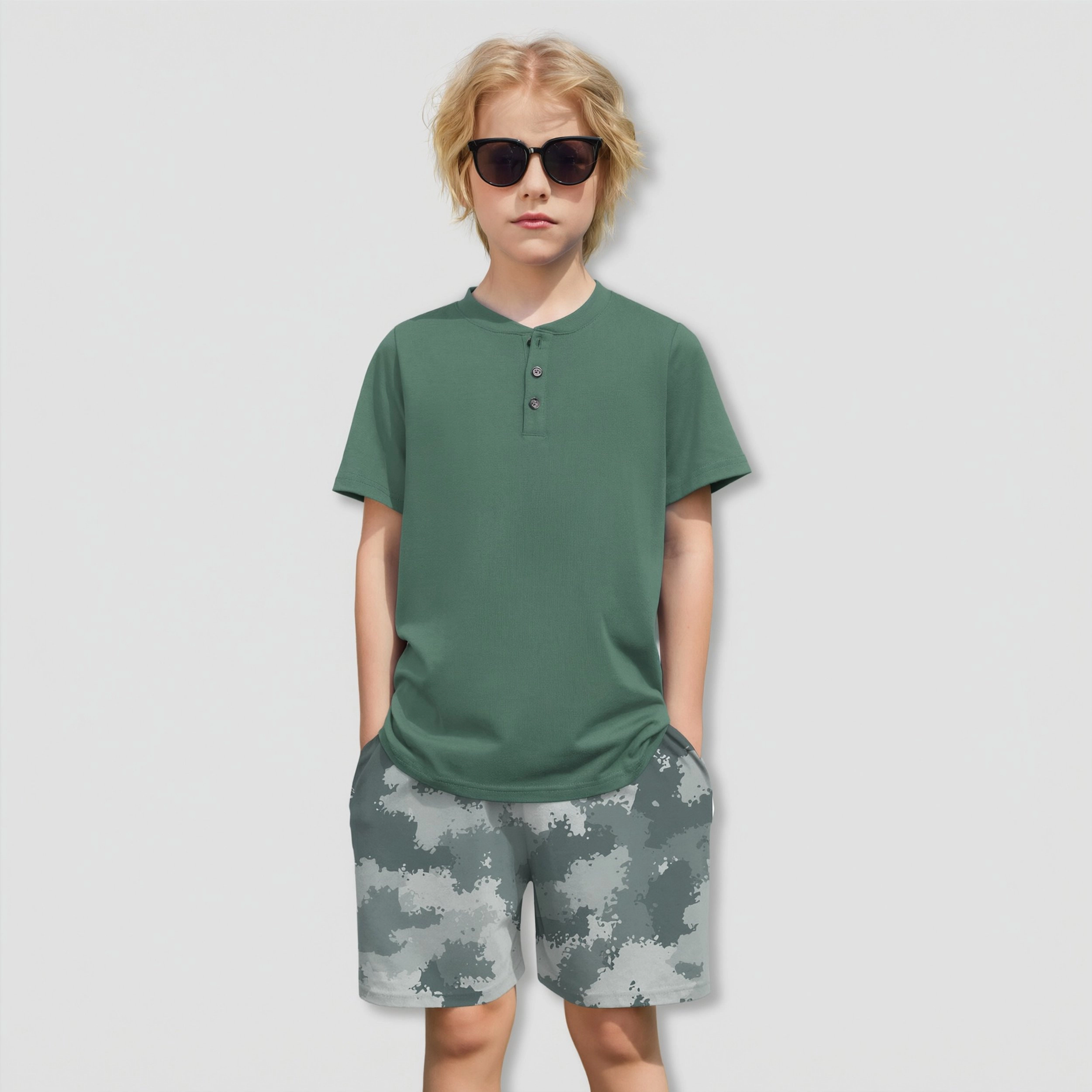 Arshiner Boys Summer Clothing Sets Button Short Sleeve T-Shirt And Shorts Casual Outfits