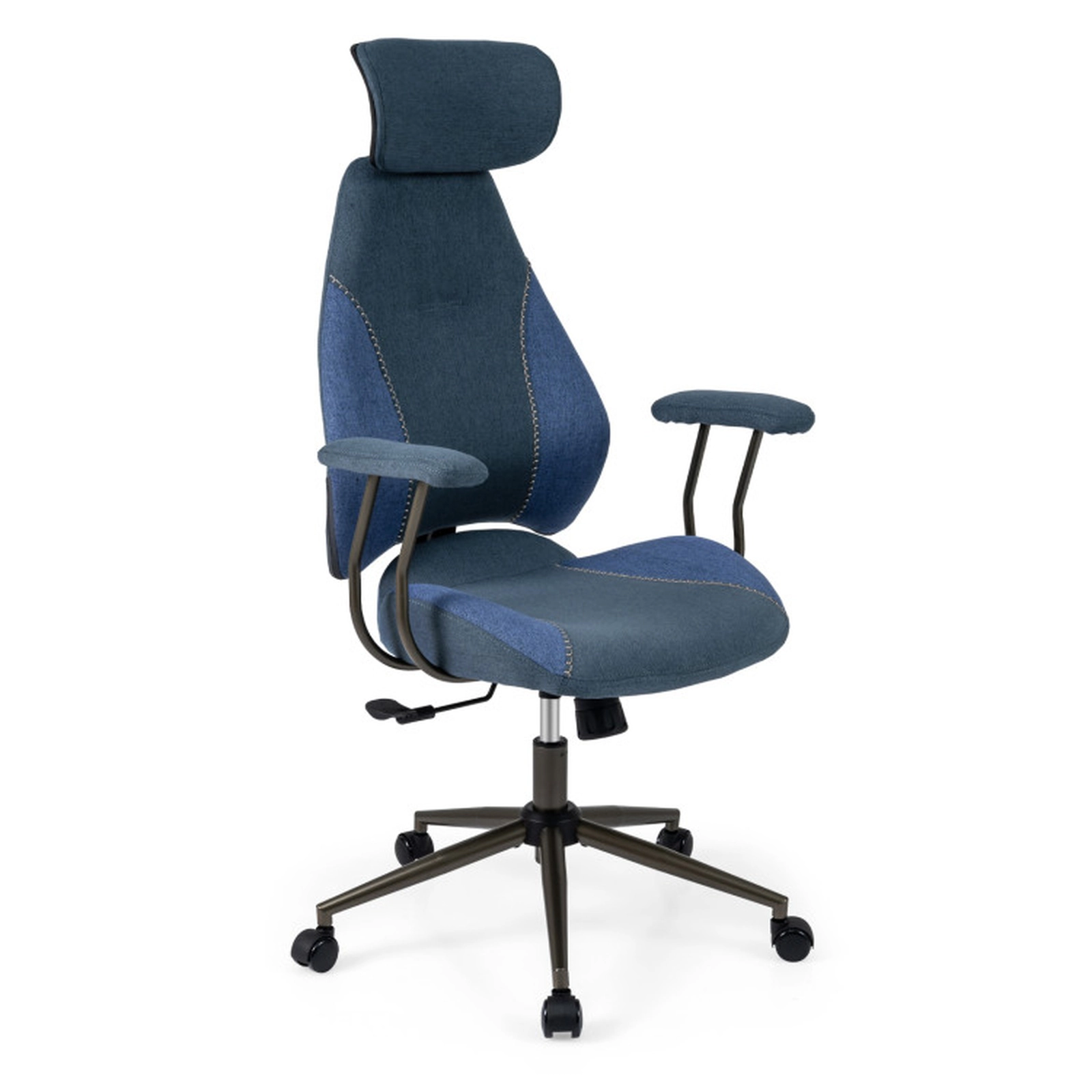 SUGIFT 2D Headrest Rocking Backrest Suede Upholstered Ergonomic Office Chair 27.5-in x 25-in x 46-in 330-lb Navy