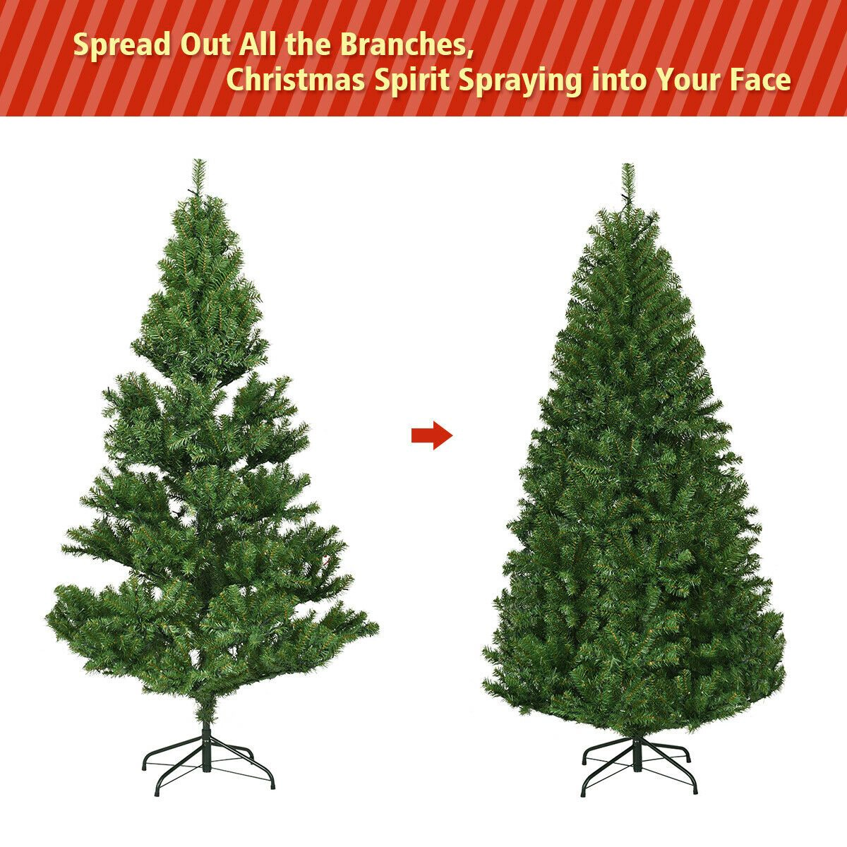 SlickBlue Pre-Lit Artificial Christmas Tree with Multi-Color LED Lights & PVC Branches