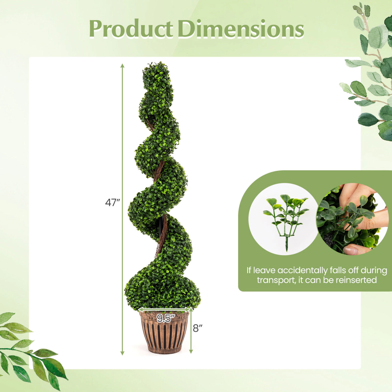 Slickblue  Set of 2 Artificial Floor Plant Green PVC Leaves Wood Look Trunk Entryway Patio Decor
