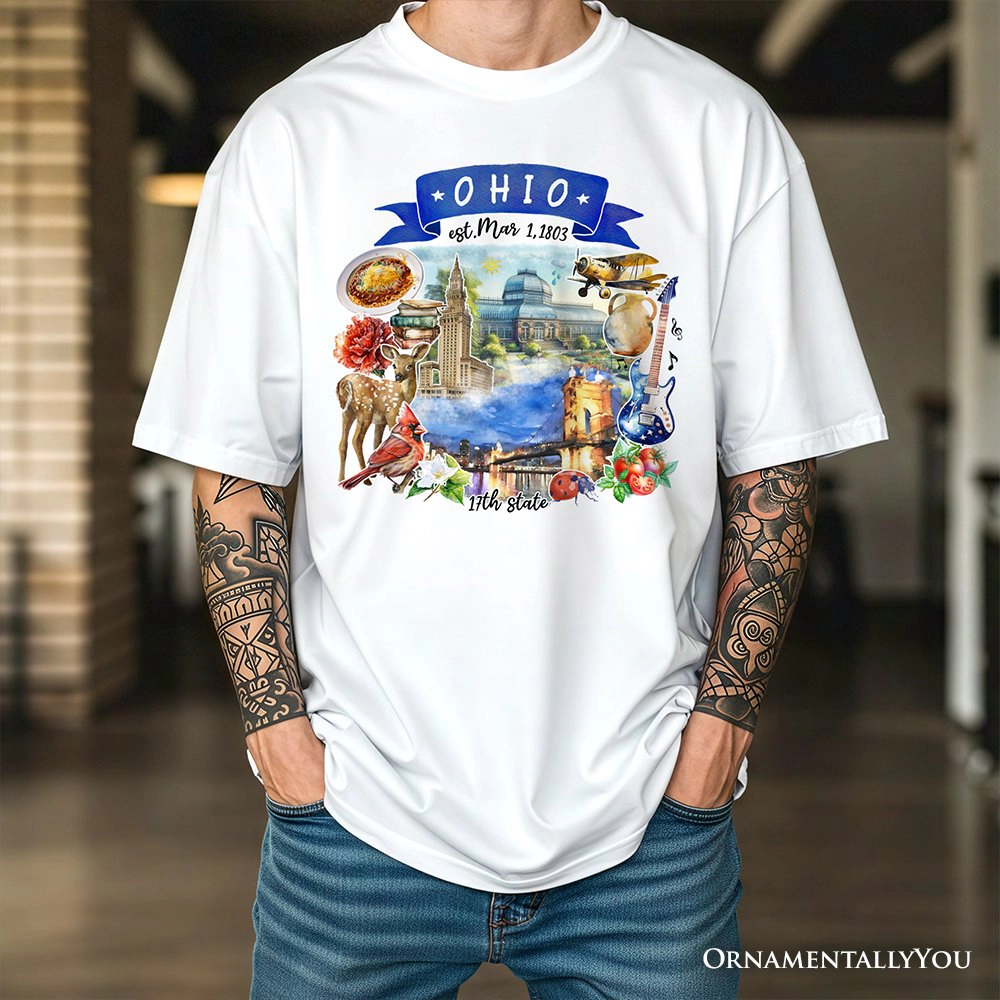 OrnamentallyYou Unisex Artistic Ohio State Themes And Landmarks T-Shirt