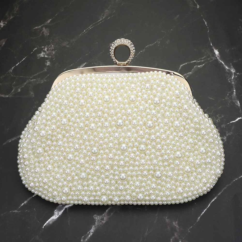 Fashnzfab Pearl Embellished Evening Clutch Bag / Crossbody Bag