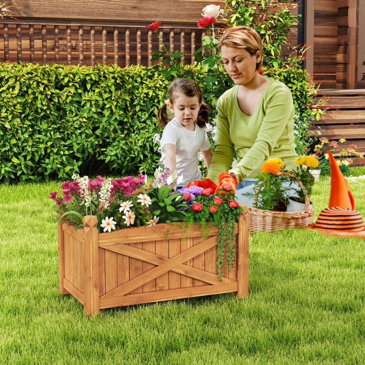 Hivvago Wooden Raised Garden Bed for Patio Garden with Drainage Holes for Patio Garden - Small