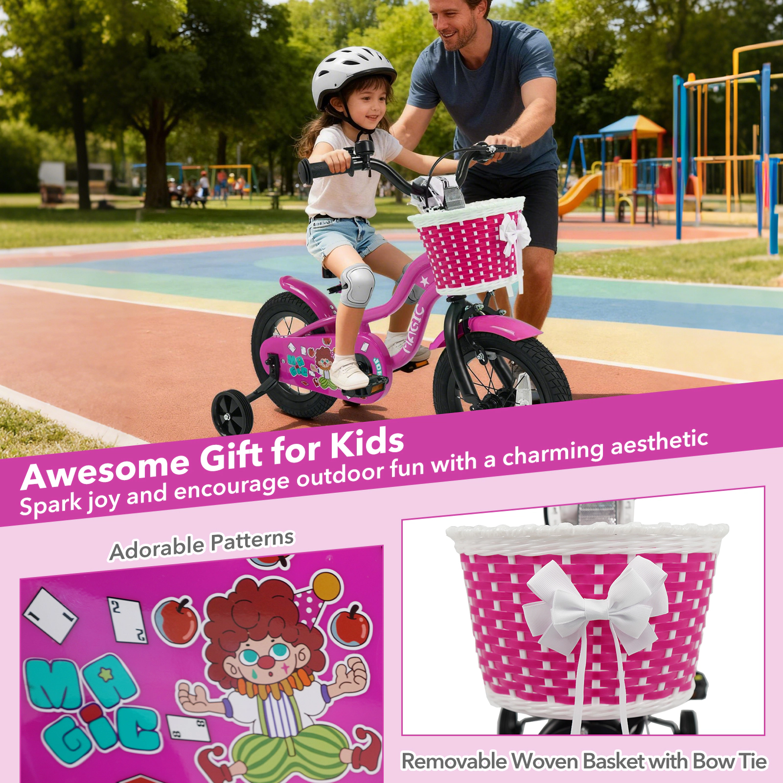 SUGIFT Detachable Training Wheels and Adjustable Saddle Kids Bike
