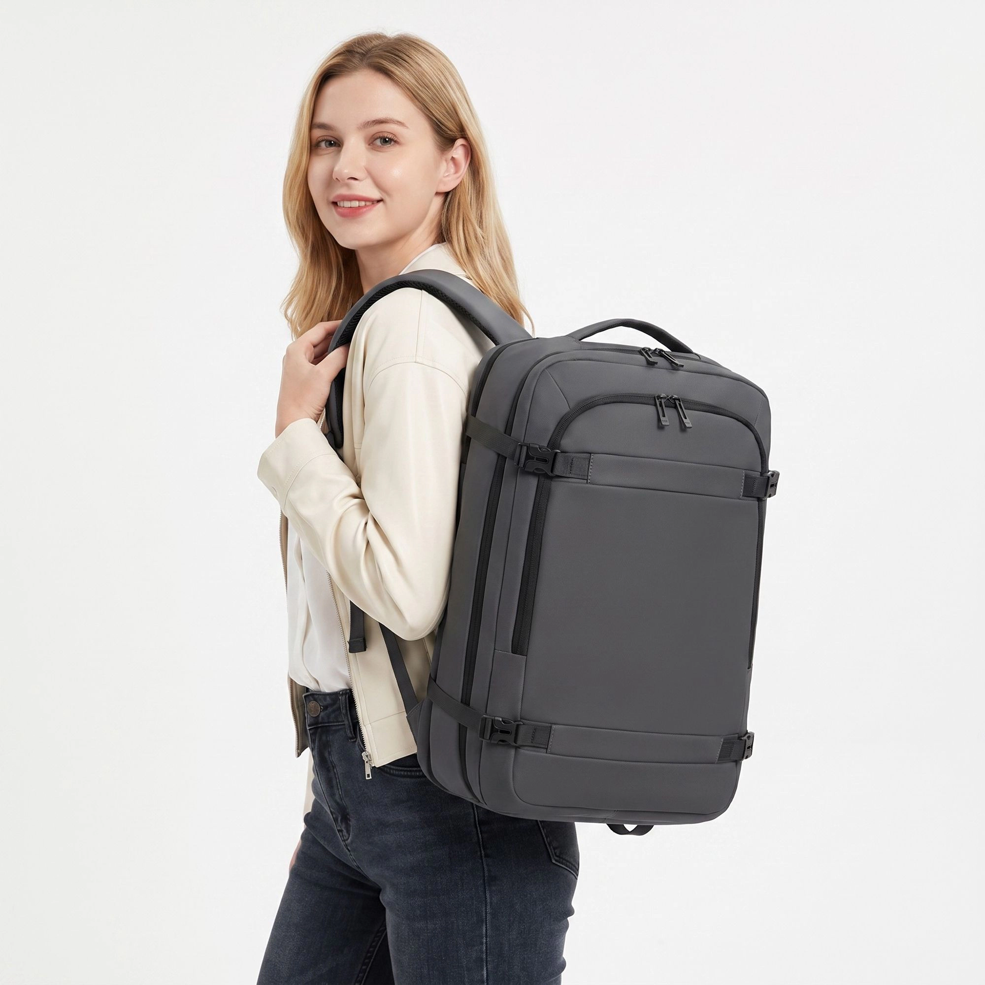 Alilang Women's Large Travel Backpack with Compression Straps Multiple Compartments and Padded Shoulder