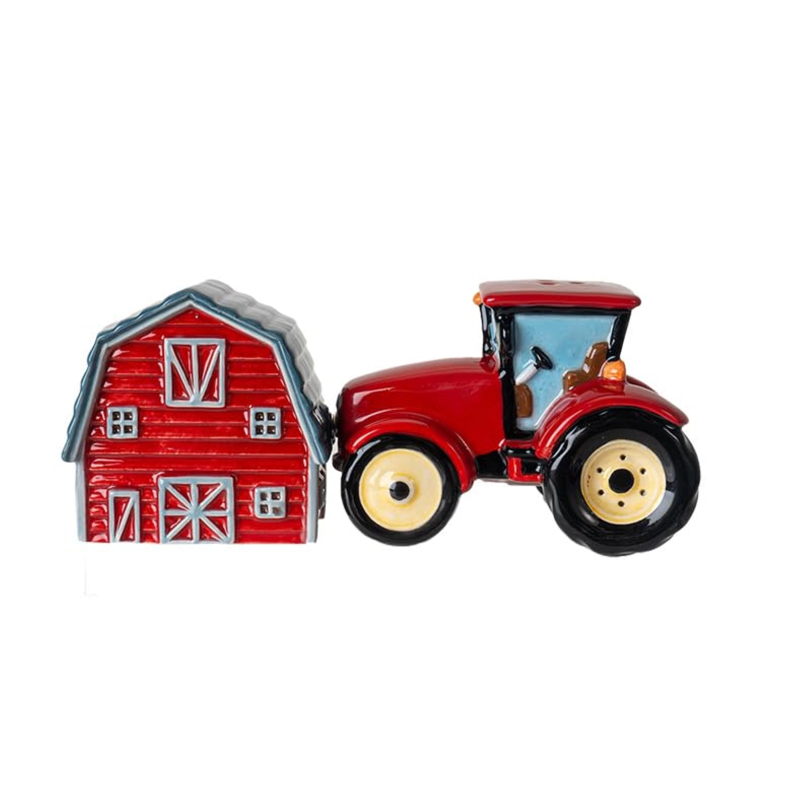 Pacific Giftware Red Tractor and Barn Country Kitchen Ceramic Magnetic Salt and Pepper Shaker Set