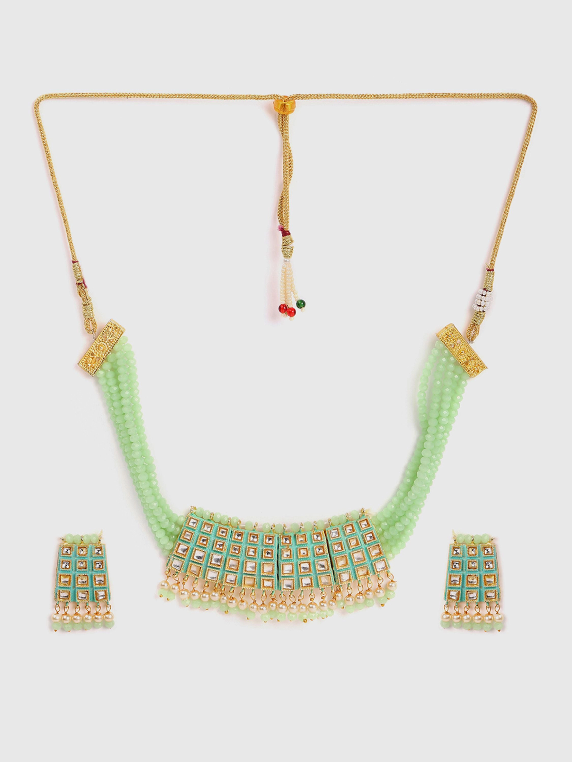SOHI Women's Kundan Meenakari Jaipuri Choker Set