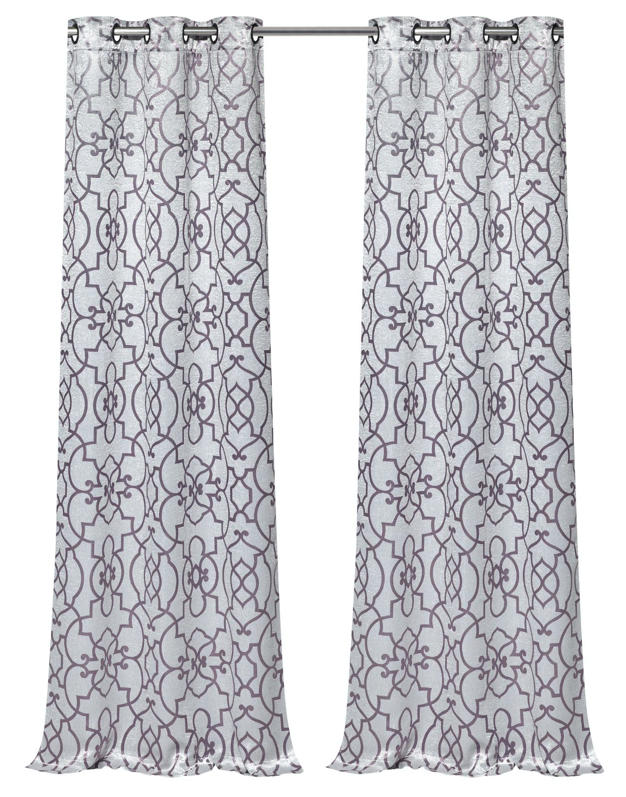 Kate Aurora 2 Pack Reversible Geometric Room Darkening Grommet Curtains