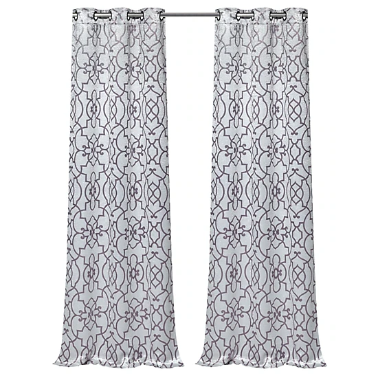 Kate Aurora 2 Pack Reversible Geometric Room Darkening Grommet Curtains
