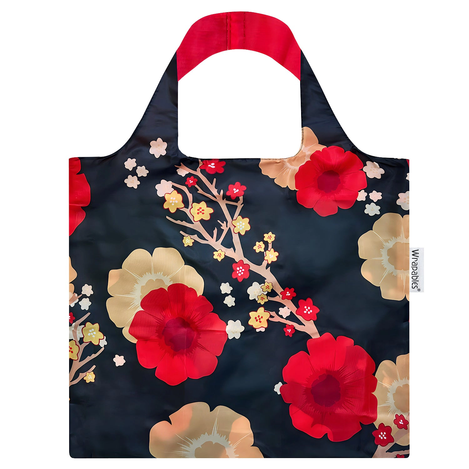 Wrapables AllyBag Collection Reusable Grocery Shopping Bag, Midnight Floral