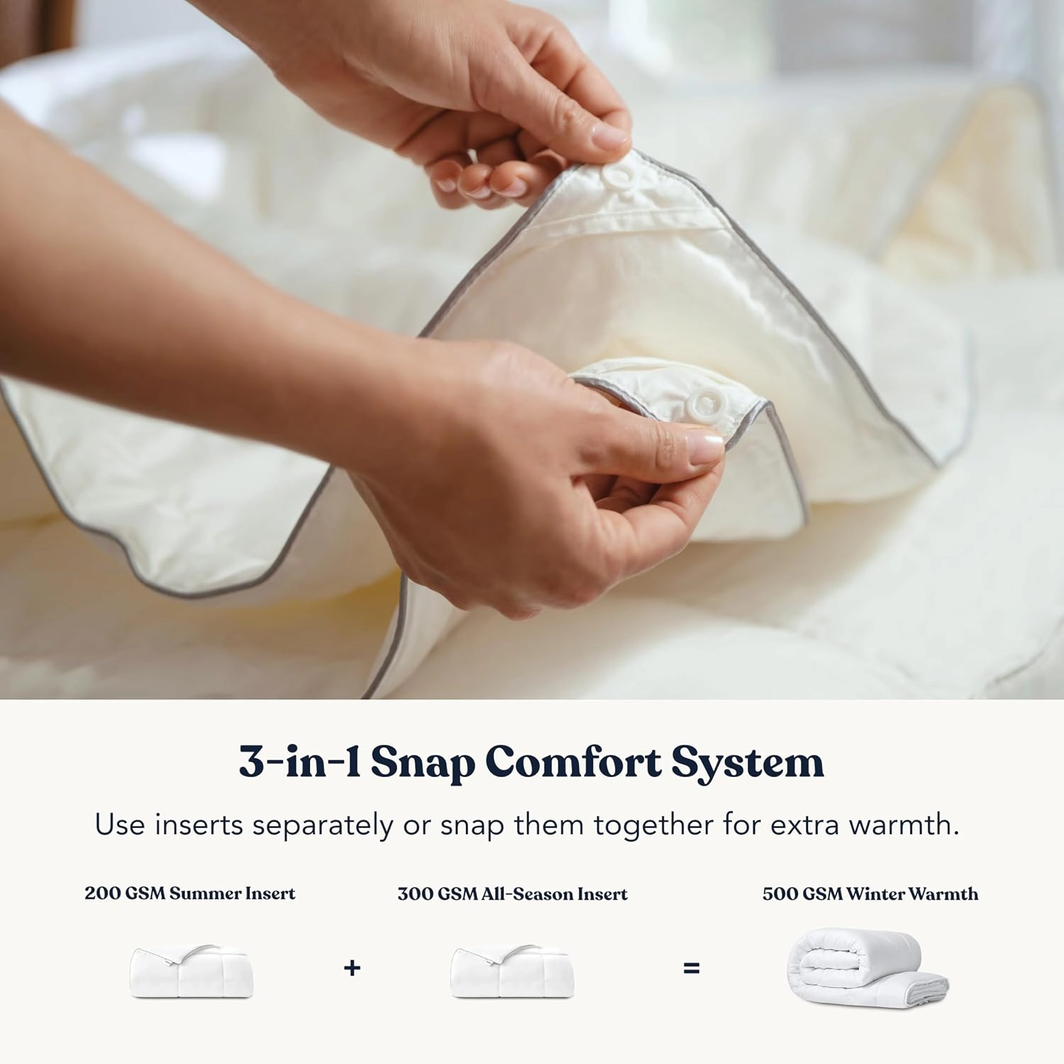 Delara Organic Merino Wool All-Season Comforter 500 GSM 400TC Cotton Shell OEKO-TEX & Woolmark Certified