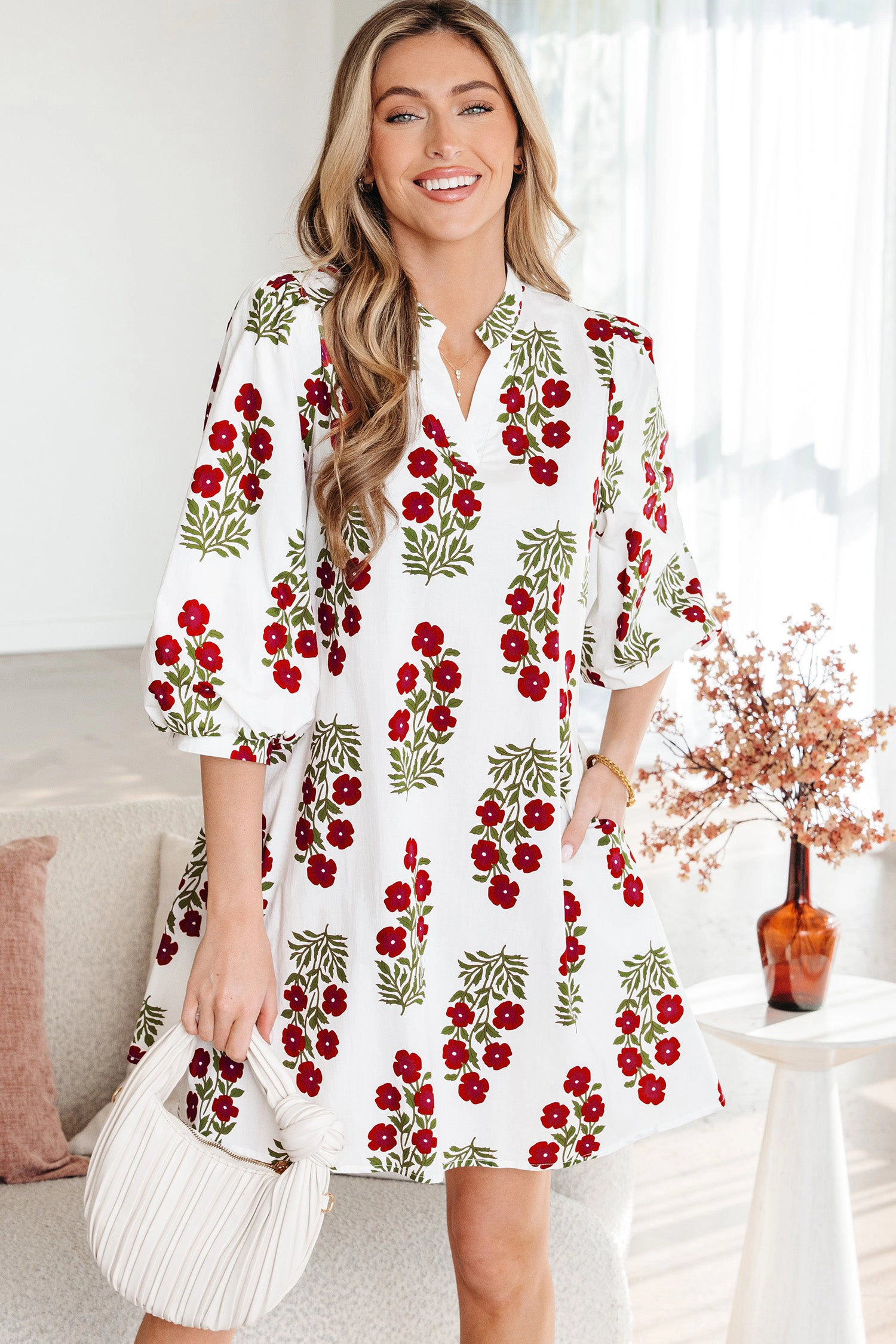 Threaded Pear Women's Catalina Sleeve Loose Mini Dress