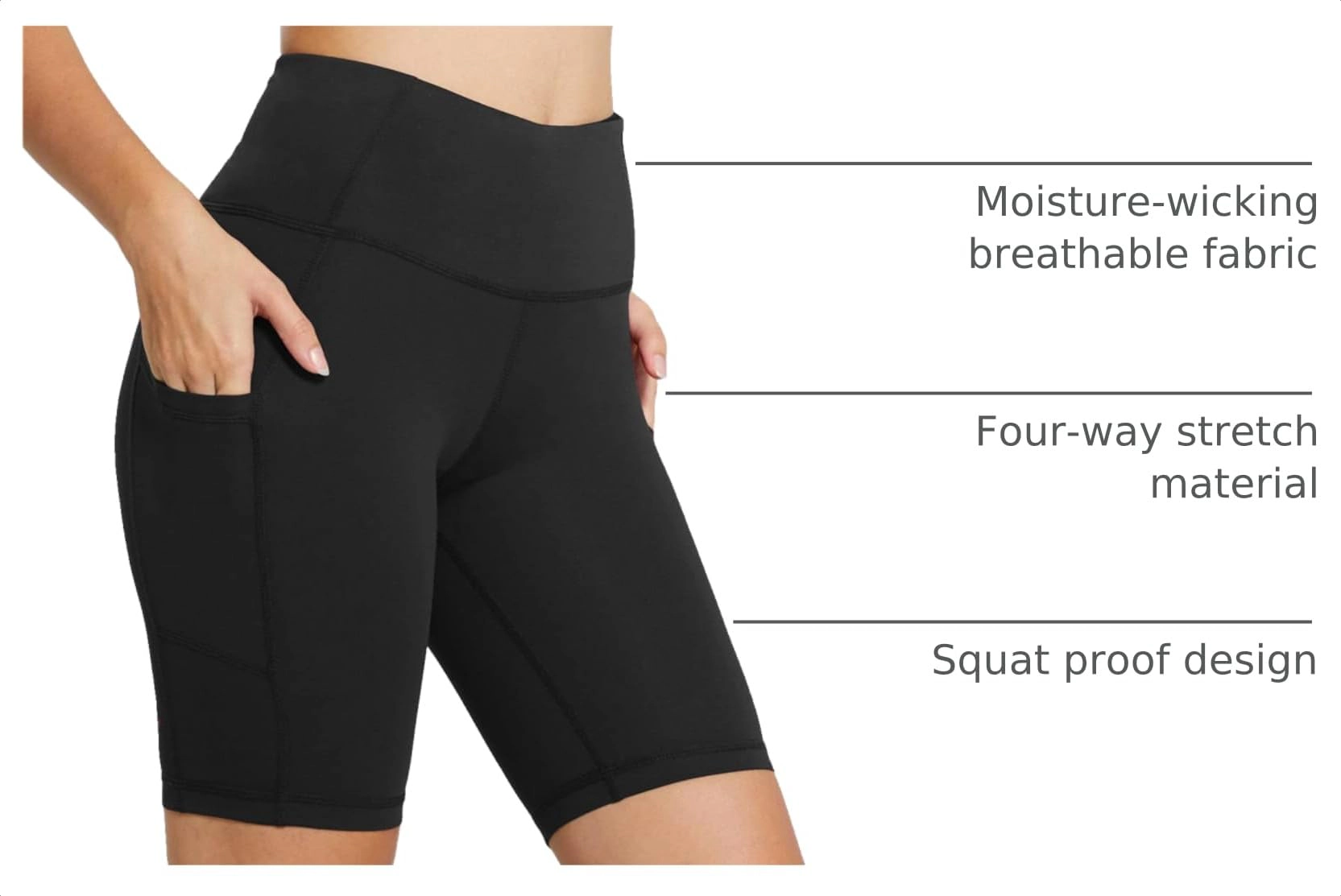 PIGFDK Women's High Waist Biker Shorts With 3 Pockets Compression Workout Activewear