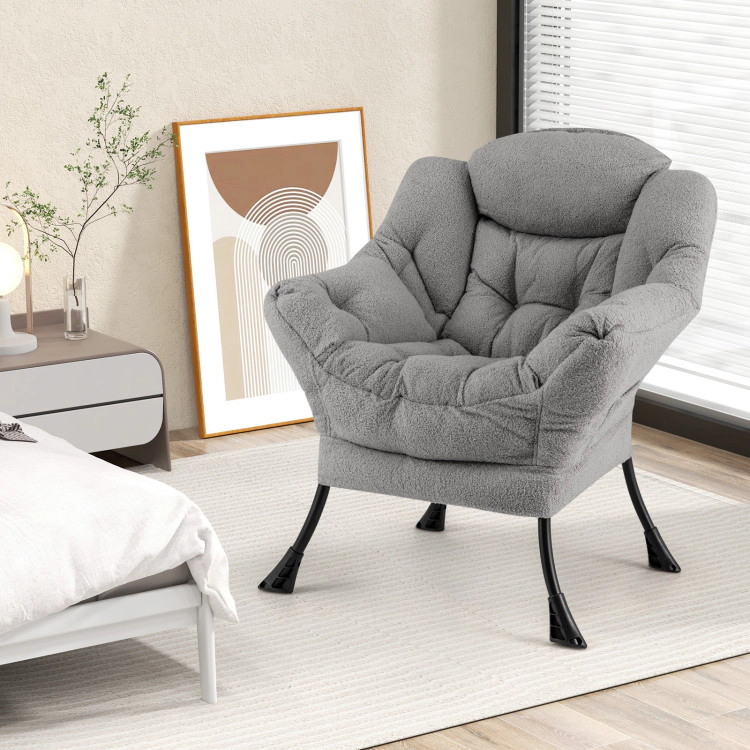 SlickBlue Sherpa Lazy Chair with Head Pillow, Armrests & Side Pocket