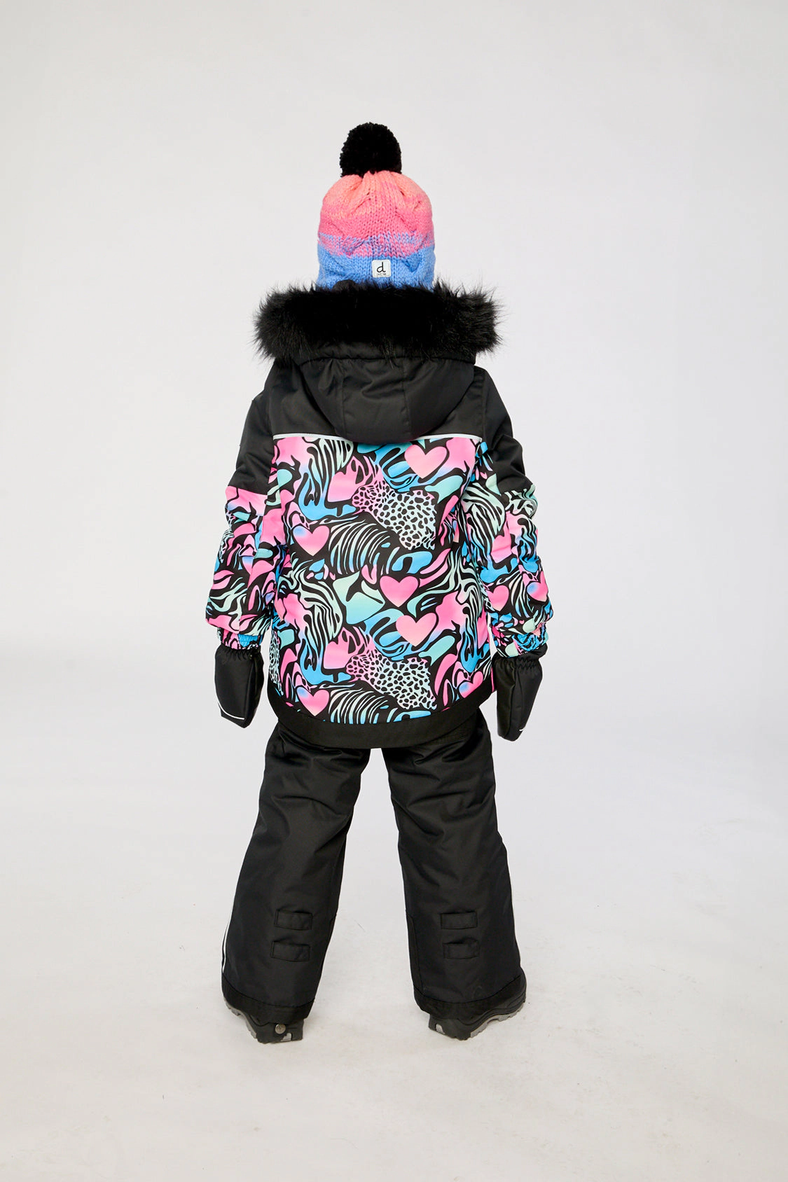 Deux par Girls Zebra Print Two Piece Play Snowsuit with Hooded Jacket and Snow Pants