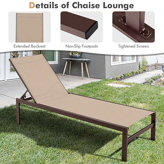 SlickBlue 6-Position Adjustable Outdoor Aluminum Reclining Chair