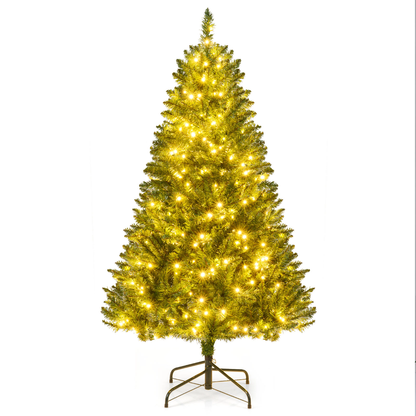 Costway 5/6/7 FT Artificial Christmas Tree with 510/814/990 Branch Tips, 400/700/1000 Warm LED Lights