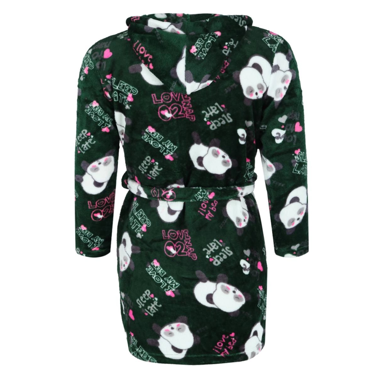 5 More Minutes Girl's Panda Print Hooded Plush Robe