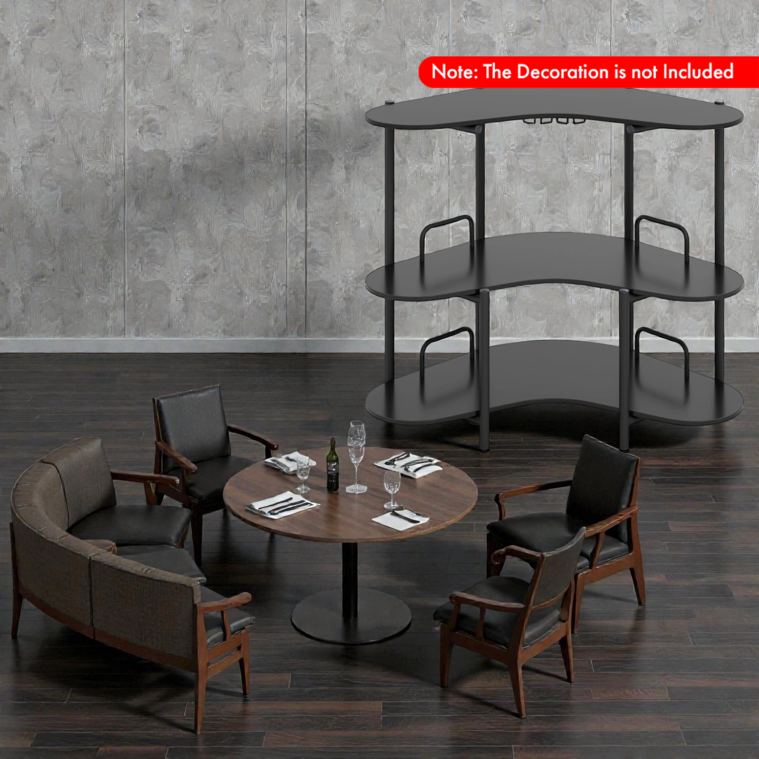 Hivvago Multi-Tier Bar Table with Built-In Glass Racks and Spacious Storage Shelving
