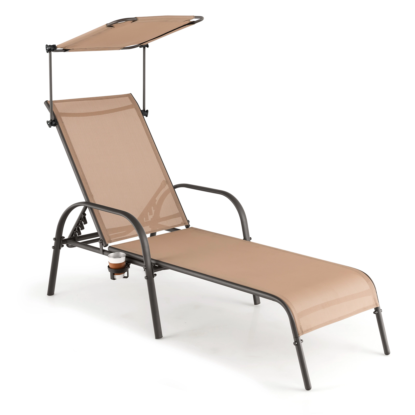 LJG Patio Heavy-Duty 5-Level Adjustable Chaise Lounge Chair