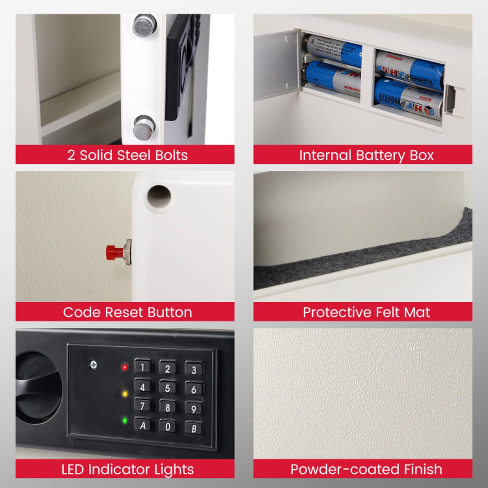 SUGIFT 2-Shelf Digital Keypad Override Key Recessed Wall Safe Box 22-in x 16-in 4-mm Steel Door 2-mm Panel White