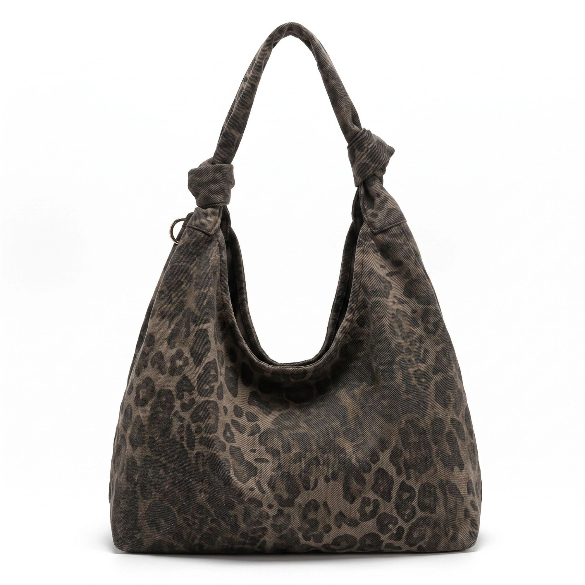Alilang Women's Oversized Leopard Print Hobo Shoulder Bag with Knotted Strap