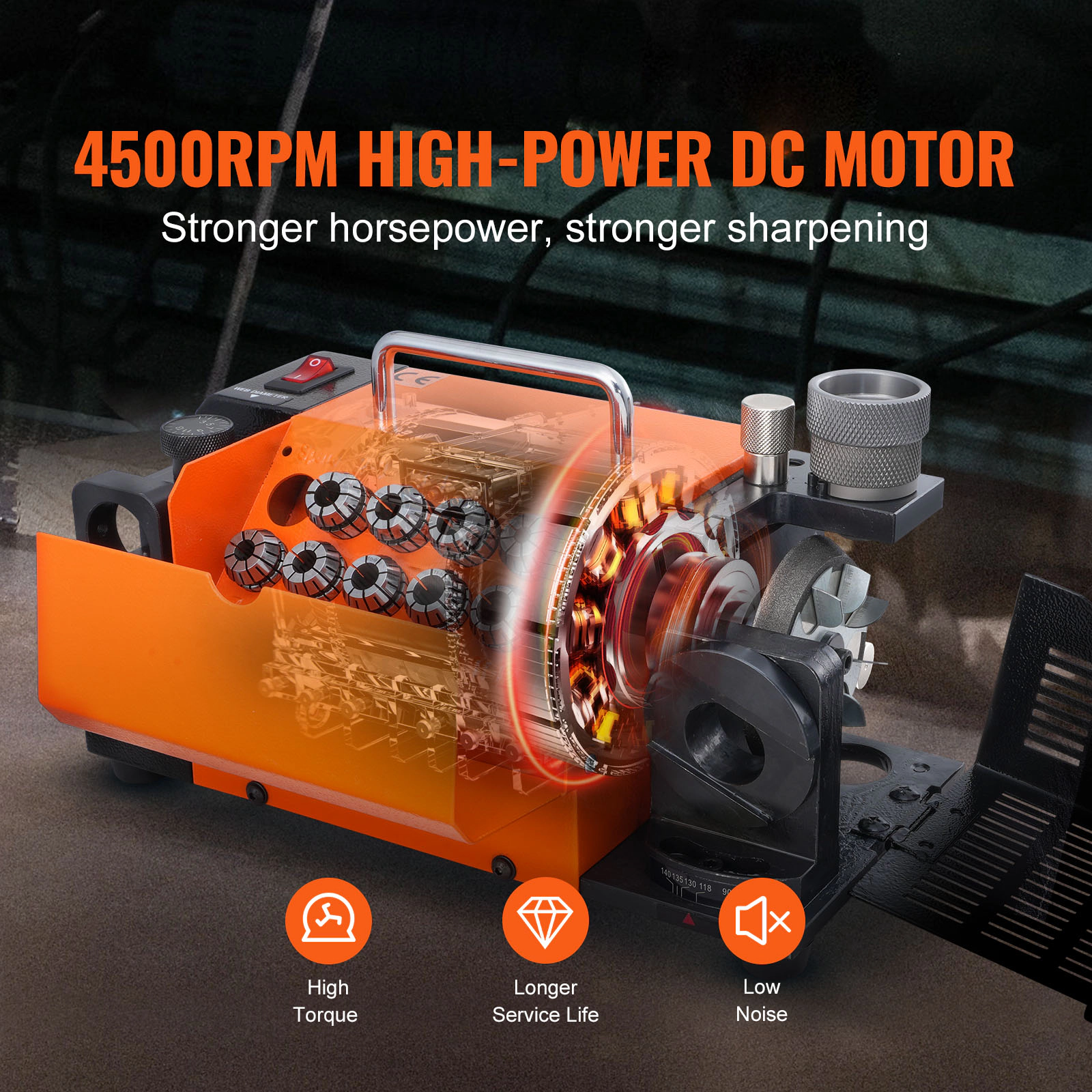 HONGGE Drill Bits Sharpener, Grinder Sharpener, Point Angle Adjustable Drill Bit Re-Sharpener