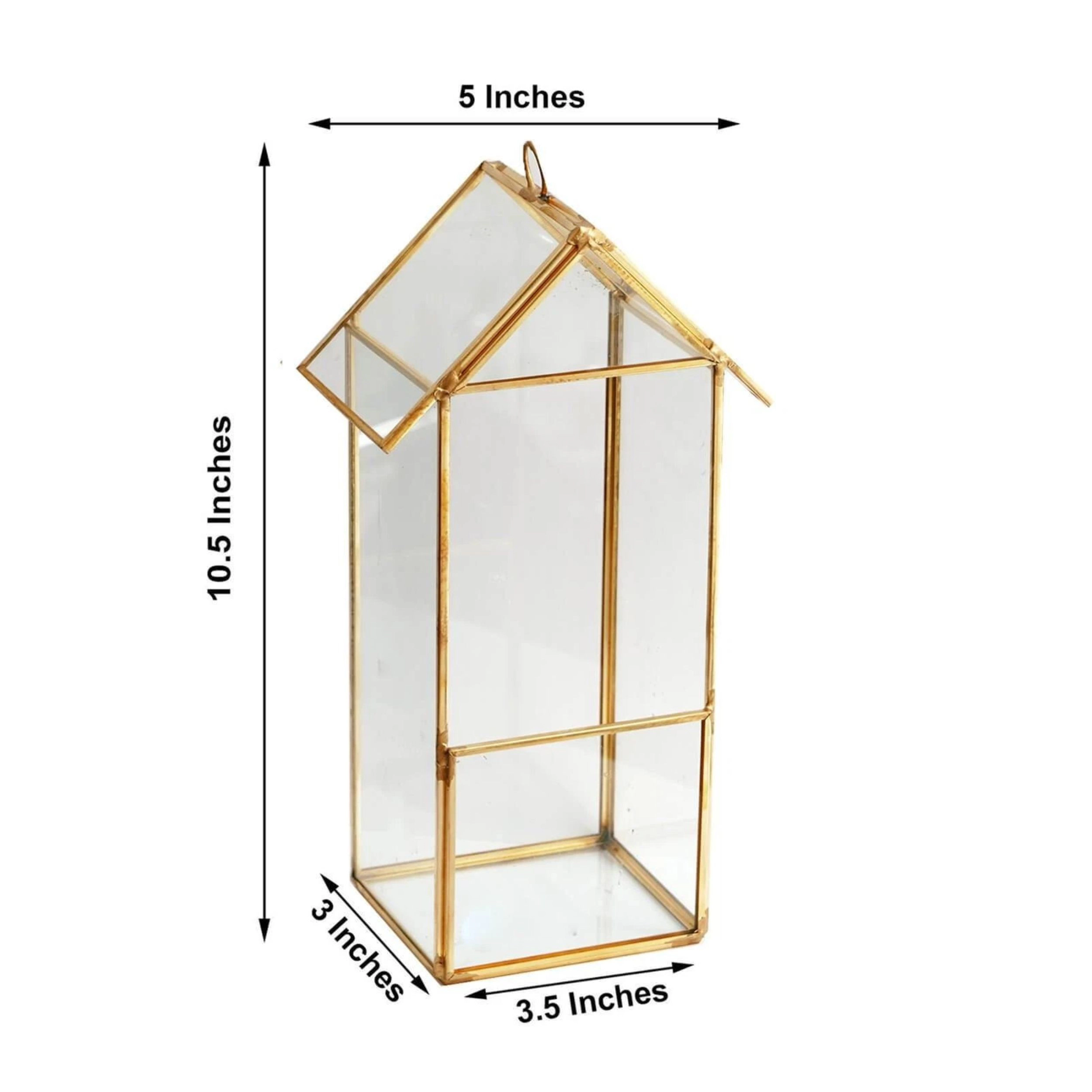 Home Collection 10.5 Inch Gold Geometric Glass Terrarium Vase