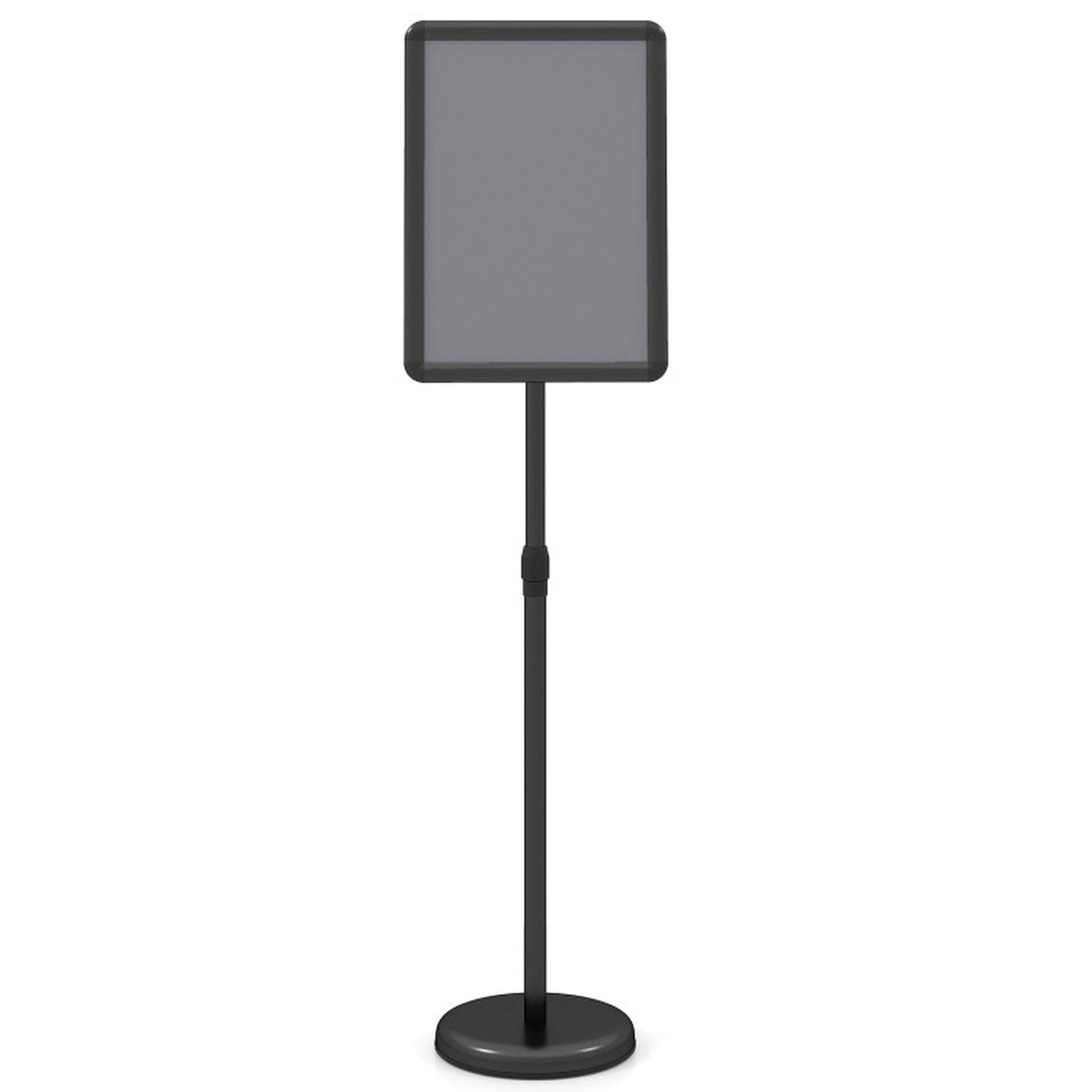 SUGIFT Height Adjustable 11 x 17-in Snap-Open Sign Holder Stand with Telescoping Pole and Fillable Base Black
