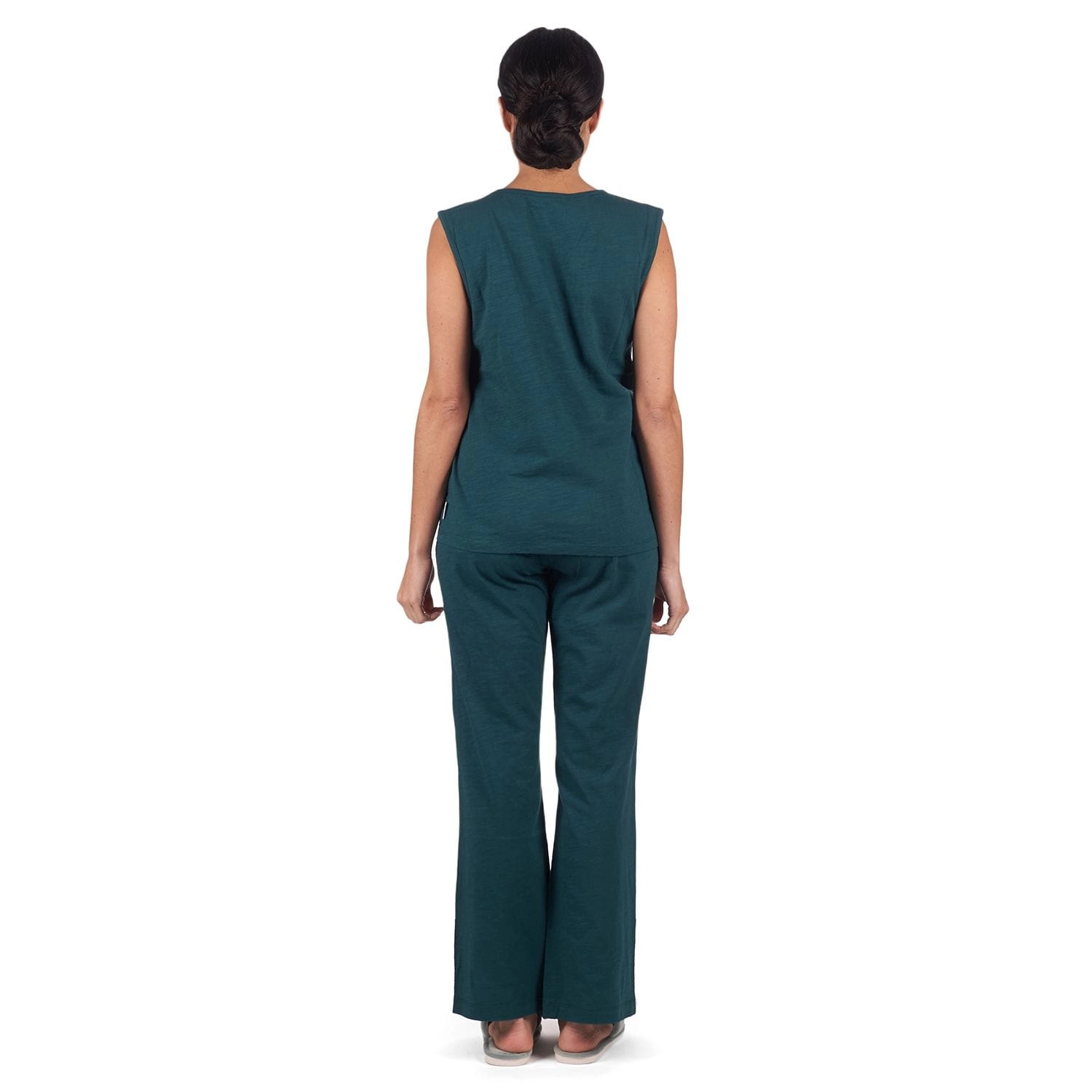 MeMoi Women's Relaxed Fit 100% Cotton Slub Knit Pants and T-Shirt Set