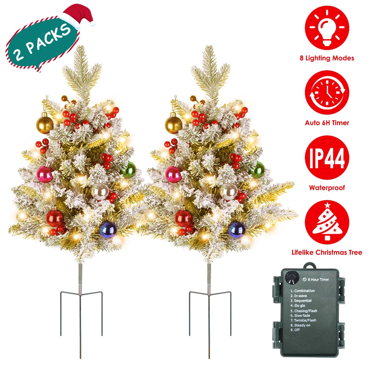 GBruno 2-Piece LED Christmas Tree Urn Filler