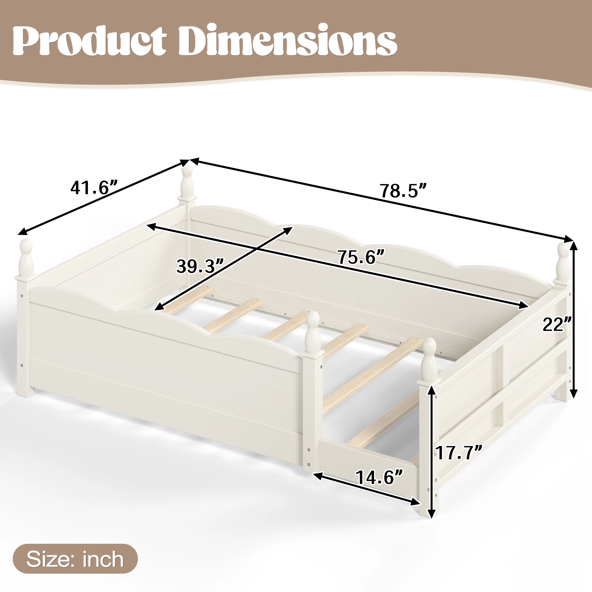 GOODSILO Solid Wood Twin Bed Frame