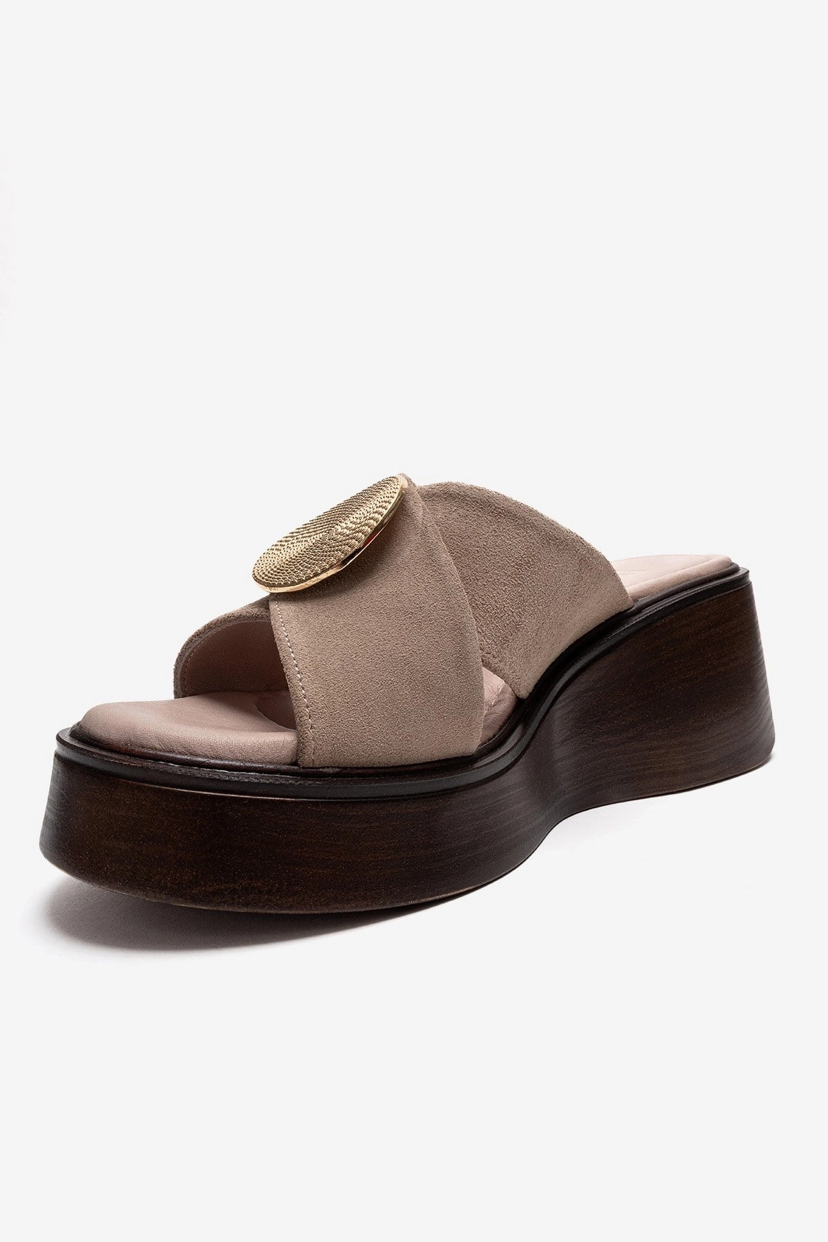 Forever & Always Womens Fianna Leather Cross Strap Platform Sandals