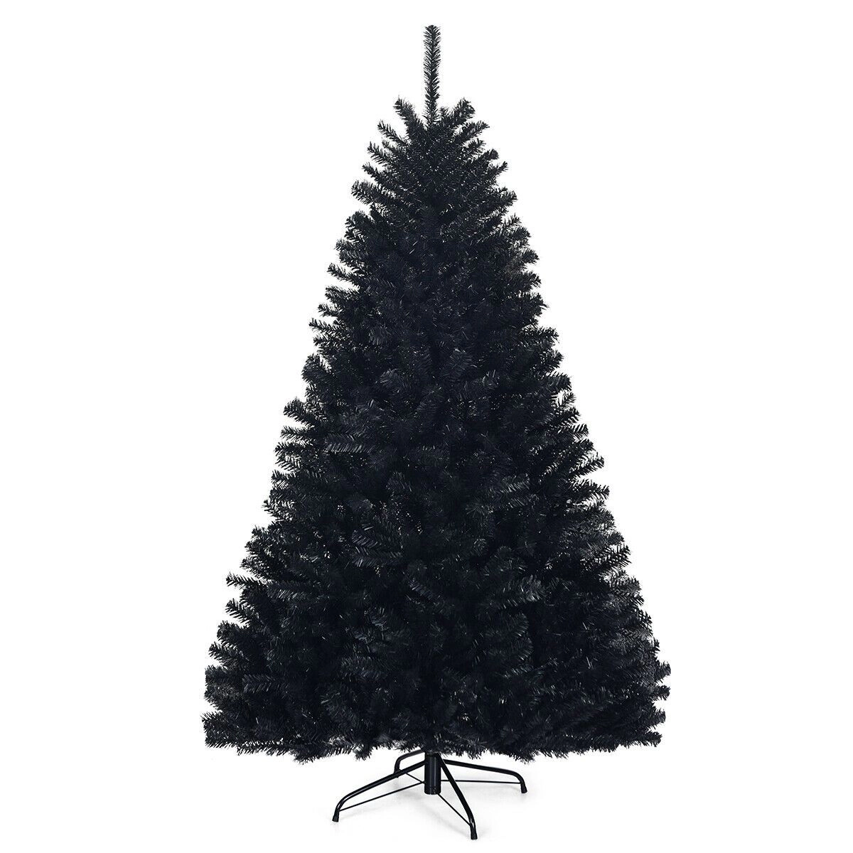 SlickBlue Unlit Black Pine Tree with Hinged Branches and Metal Stand