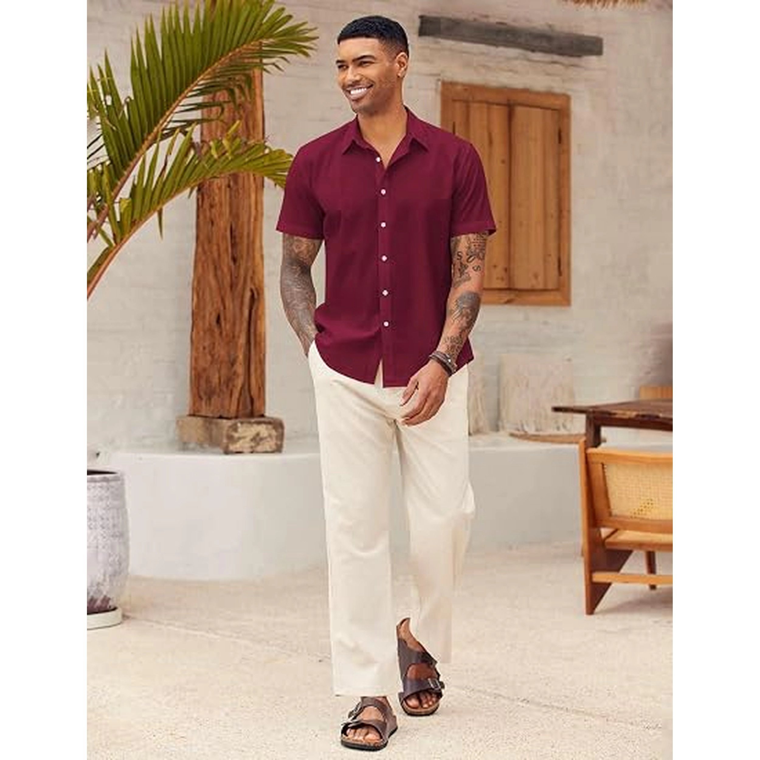 COOFANDY Men's Regular Fit Short Sleeve Camp Shirt