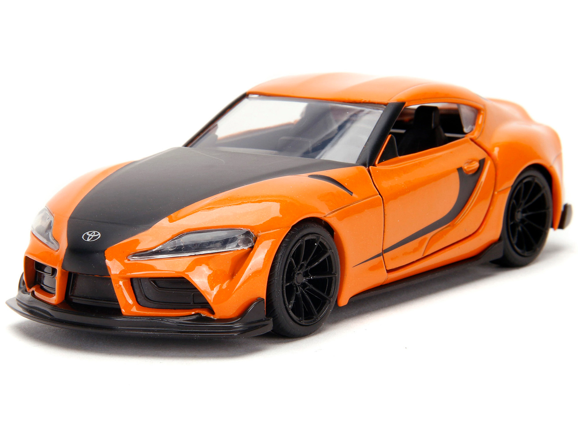 Jada Han's Mazda RX-7 Orange Metallic and Matt Black and Toyota GR Supra Orange Metallic with Black Hood Set