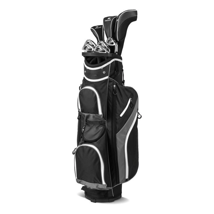 SUGIFT 14-Way Top Divider Golf Cart Bag with 9-in Base Diameter and Rain Hood 4.5-lb Net Weight Blue/Gray/Red