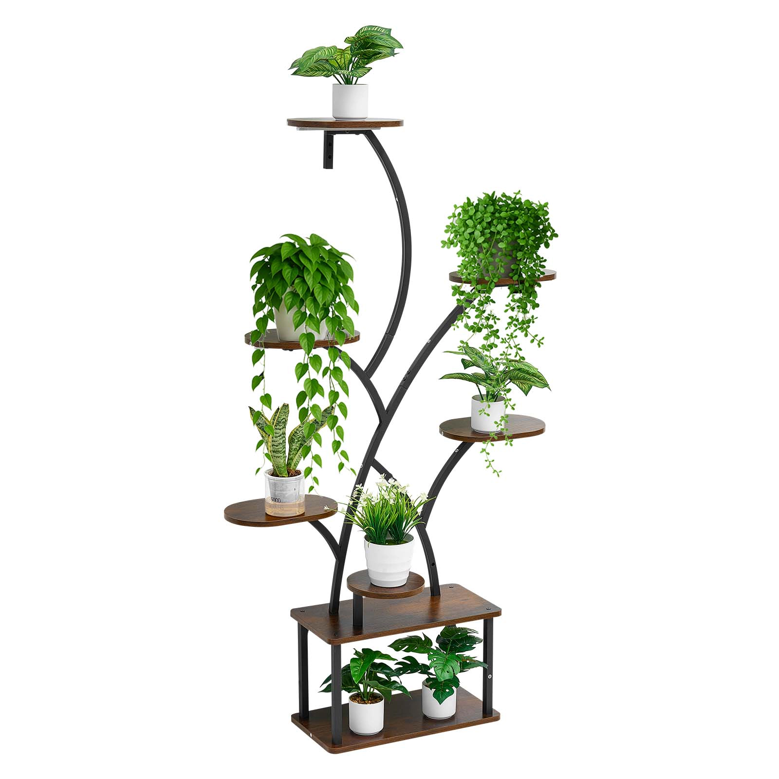 HONGGE Plant Stand Indoor with Grow Lights, Tall Lighted Plant Shelf, Metal Corner Plants Holder