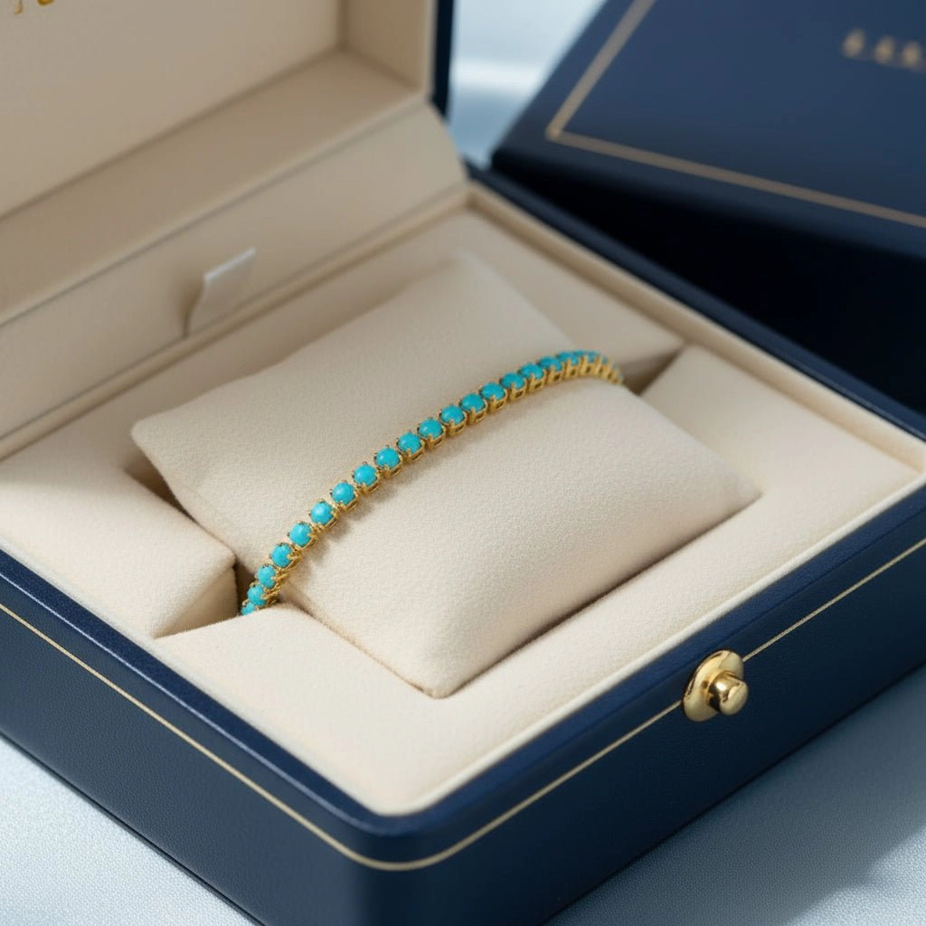 DressAtR Women's Gold Plated Turquoise Necklace Bracelet Set