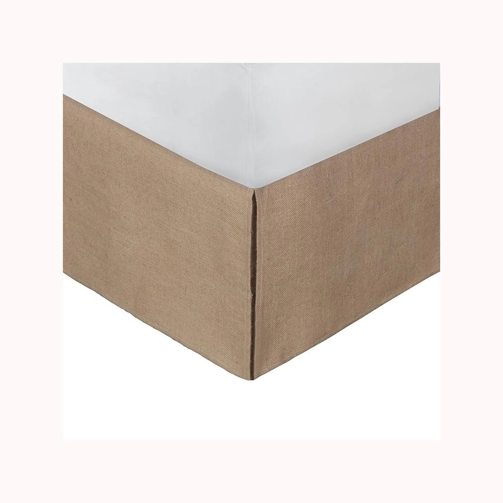 Greenland Home Fashion Burlap 100% Polyester Platform Bed Skirt Drop 15" King 78x80" Natural