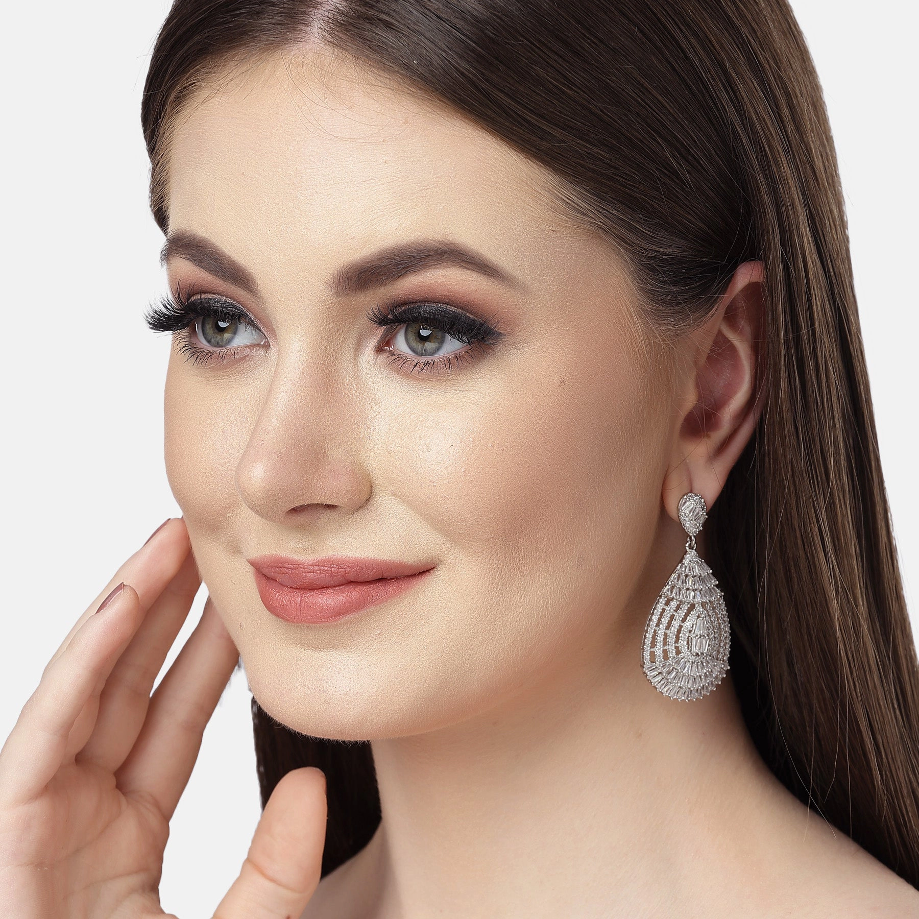 AGP PARIS Womens Diva Collection Beautiful Hollow Zirconia Drop Earrings