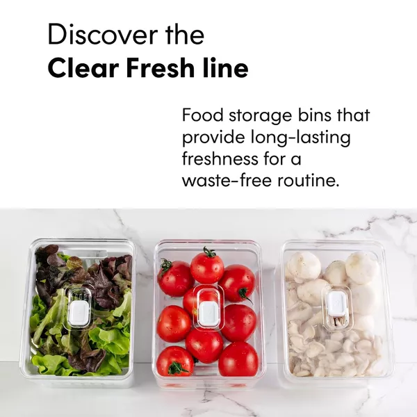 OU Clear Fridge Organizer Set, 4 Pack Stackable Produce Bins w/ Dual Removable Basket Drainers, BPA Free 74.3oz Capacity