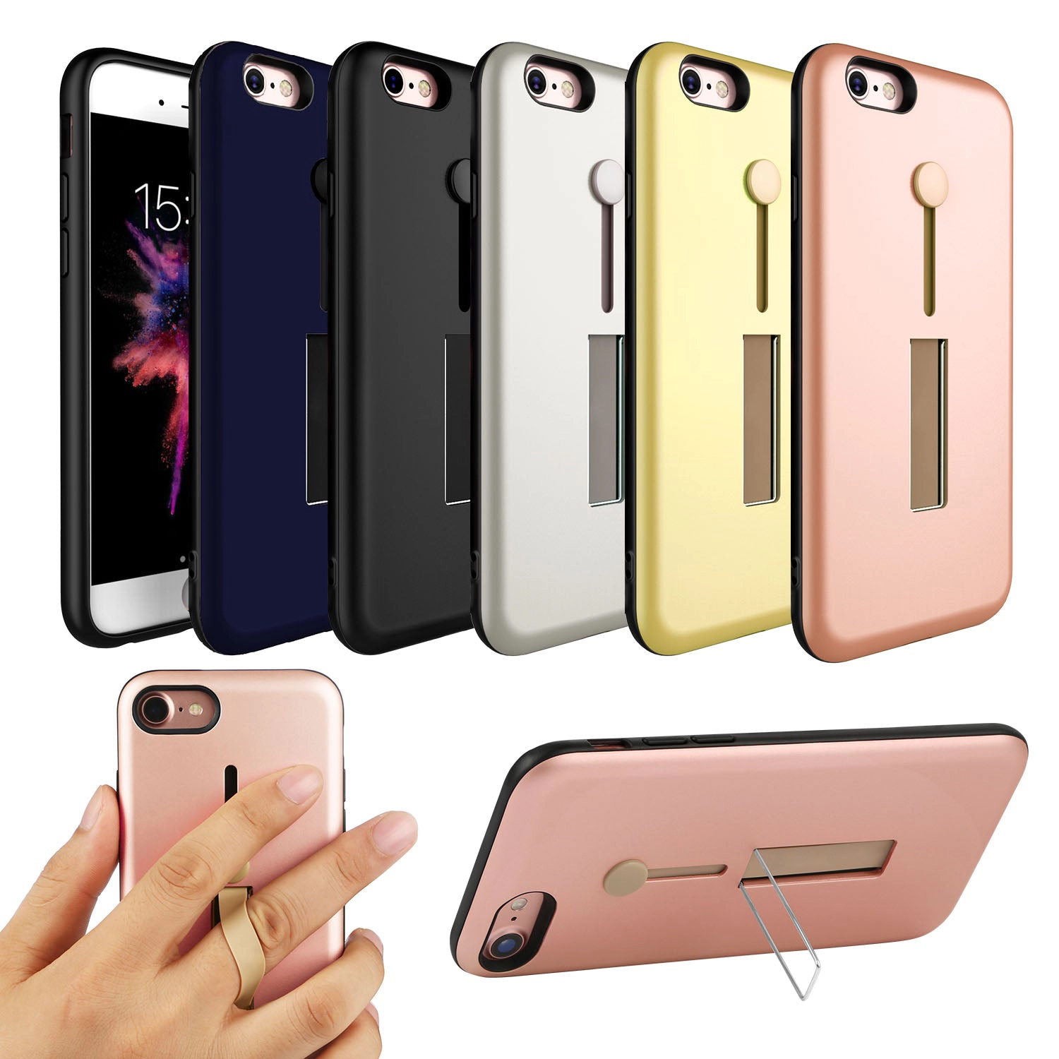 GBruno Dual-Layer IPhone 8 Case With Finger Strap