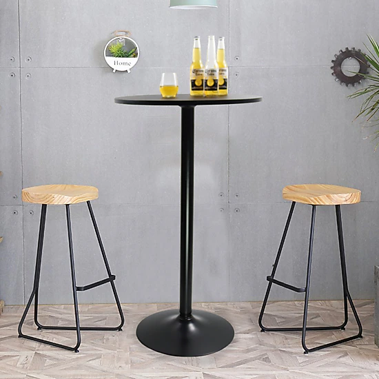 KKTONER Round Bar Table 23.6-Inch Top for Cocktail Bar Pub Dining Bistro (41.5H, Black)