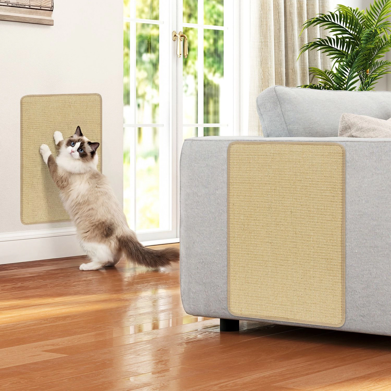 SlickBlue 12 Pieces Cat Scratching Mat Set, Sisal Pads for Furniture Protection