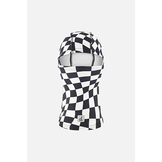 Deux par Deux Boys Brushed Jersey Checkered Print Balaclava with Reflective Patch