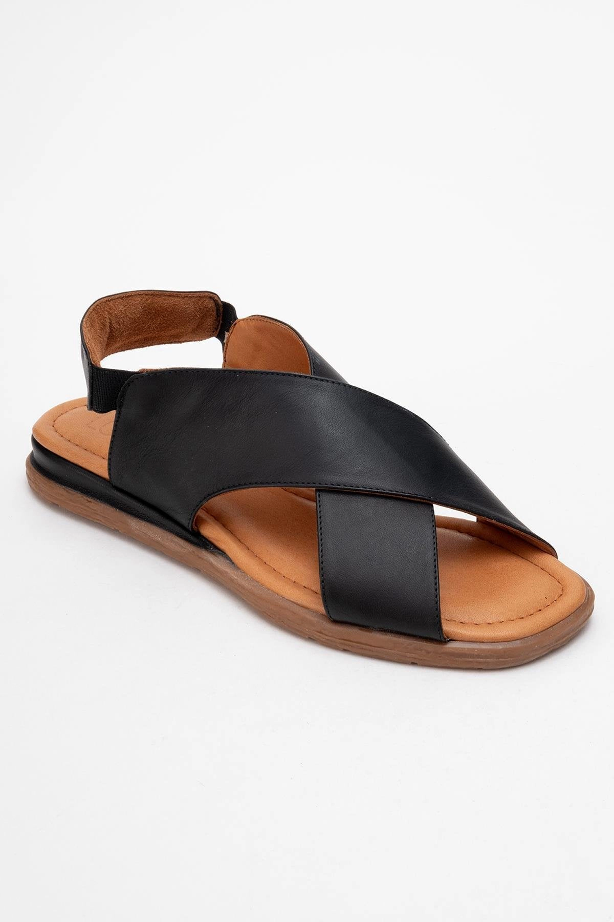Forever & Always Womens Broods Elastic Leather Slip On Sandalss